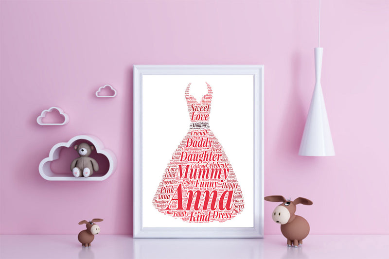 Personalised Dress 1 B Word Art Poster Print