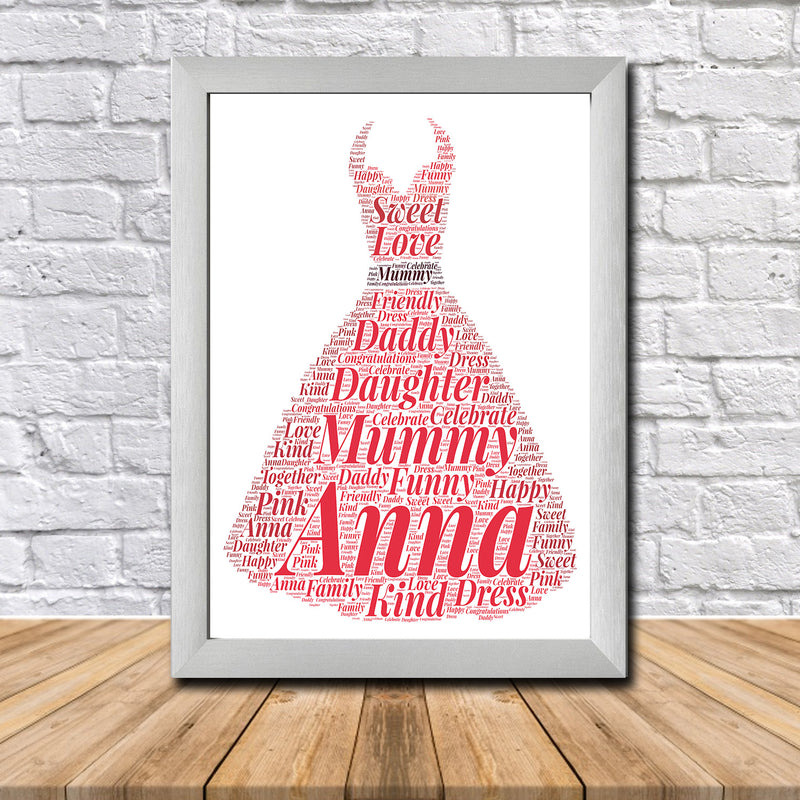 Personalised Dress 1 B Word Art Poster Print