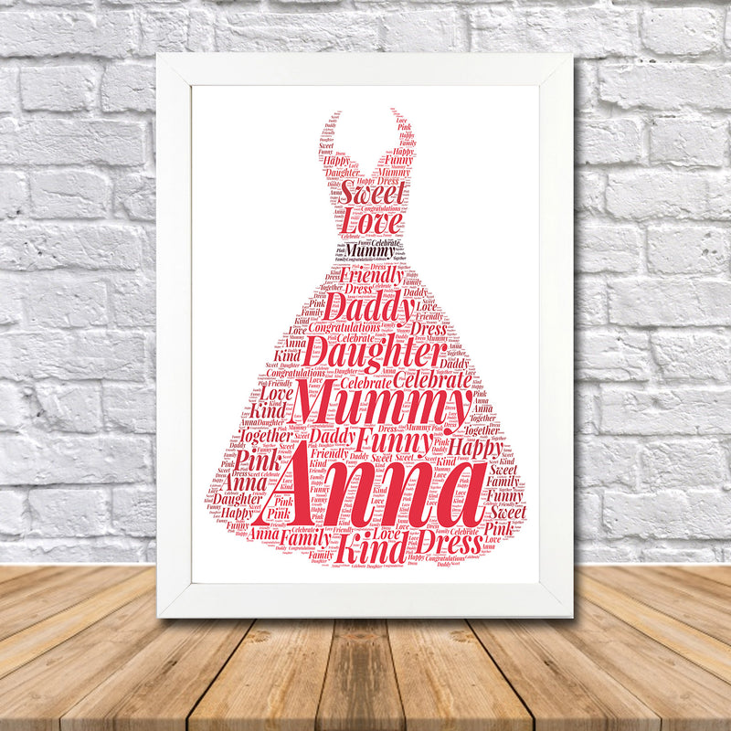 Personalised Dress 1 B Word Art Poster Print