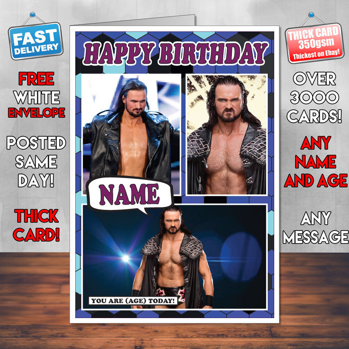Drew Mcintyre KE Inspired Style Personalised Wrestling WWE Birthday Card