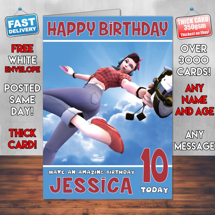 Personalised Dva Overwatch Artwork Inspired Style Game Kids Inspired Birthday Card (SA)