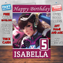 Dva Overwatch Artwork Theme Style Personalised Kids Inspired Movie Birthday Card (SA)