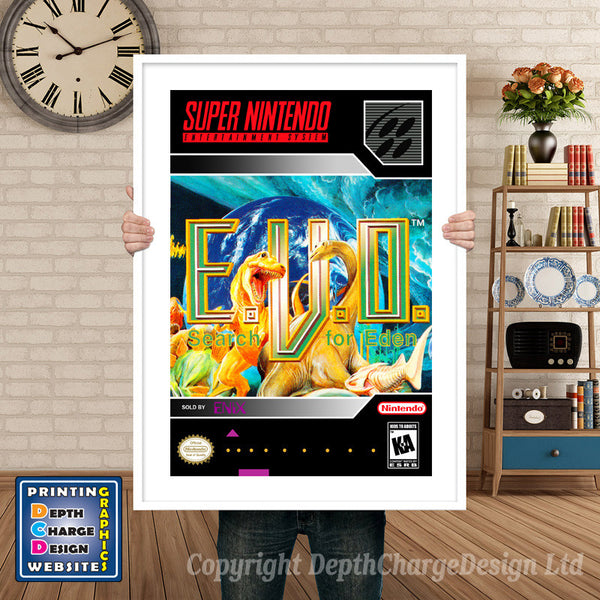 E.v.o. Search for Eden Super Nintendo Game Inspired Theme Retro Gaming Poster