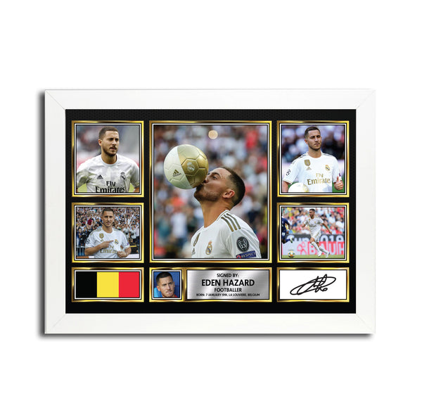 EDEN HAZARD MC1581 – Black Frame Printed Signature Football Poster