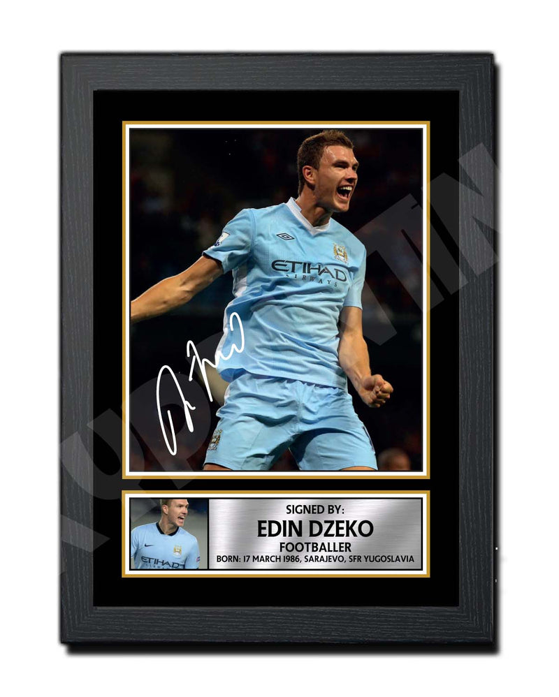 EDIN DZEKO 2 Limited Edition Football Player Signed Print - Football