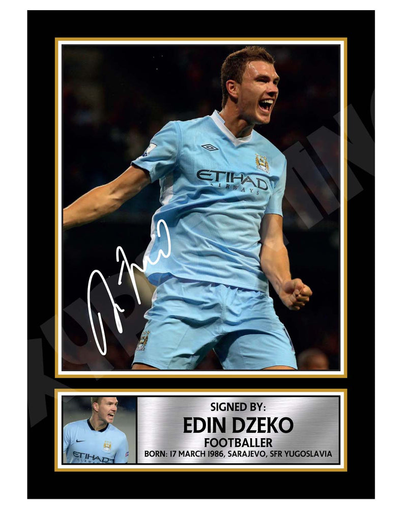 EDIN DZEKO 2 Limited Edition Football Player Signed Print - Football