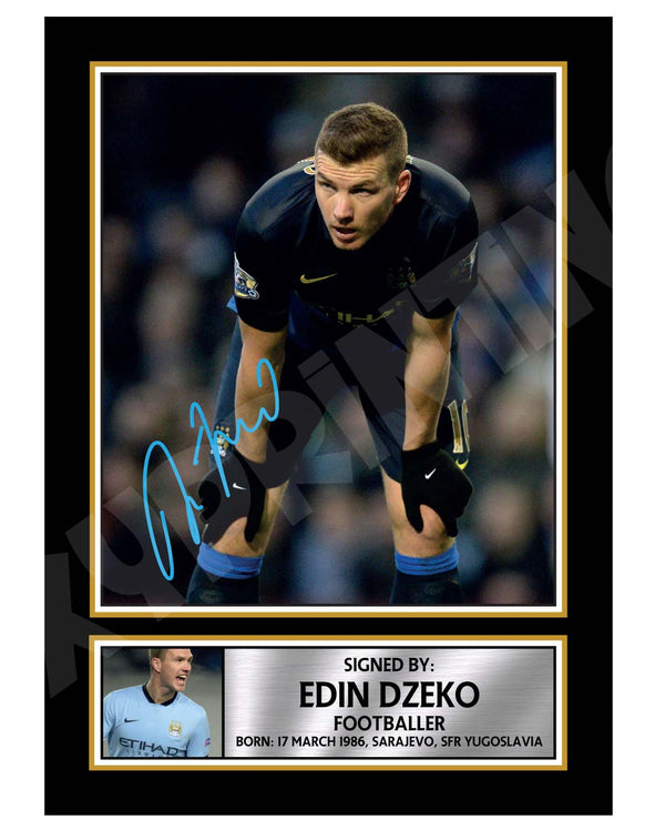 EDIN DZEKO (1) Football Player Printed Signature Print
