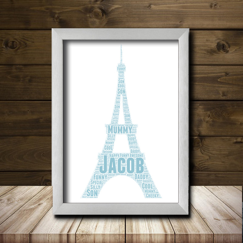 Personalised Eiffel Tower 1 Word Art Poster Print