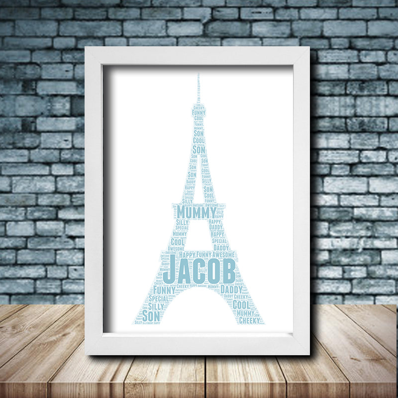 Personalised Eiffel Tower 1 Word Art Poster Print