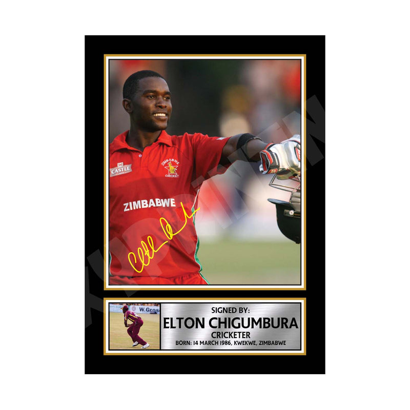 ELTON CHIGUMBURA Limited Edition Cricketer Signed Print - Cricket Player