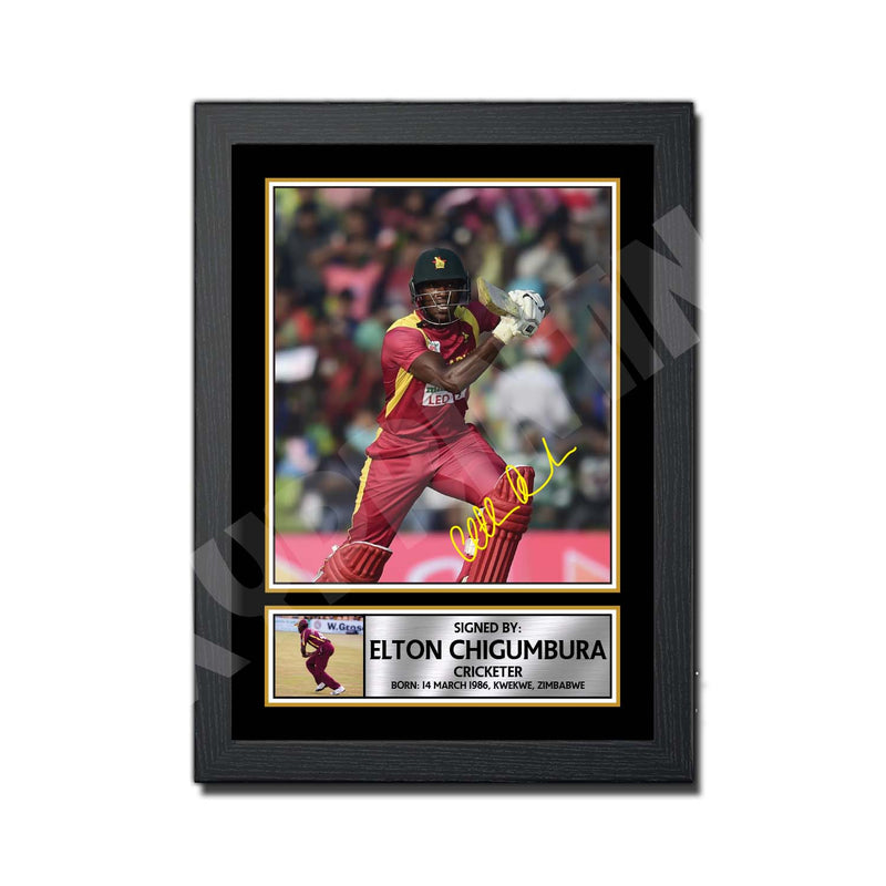 ELTON CHIGUMBURA 2 Limited Edition Cricketer Signed Print - Cricket Player