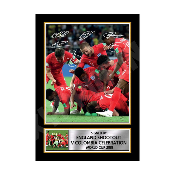 ENGLAND SHOOTOUT V COLOMBIA CELEBRATION WORLD CUP 2018 Football Player Printed Signature Print
