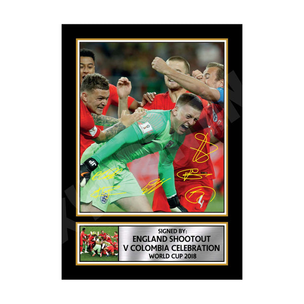 ENGLAND SHOOTOUT V COLOMBIA CELEBRATION WORLD CUP 2018 2 Football Player Printed Signature Print
