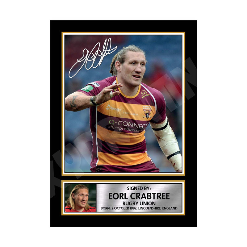 EORL CRABTREE 1 Limited Edition Rugby Player Signed Print - Rugby