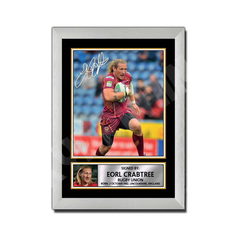 EORL CRABTREE 2 Limited Edition Rugby Player Signed Print - Rugby