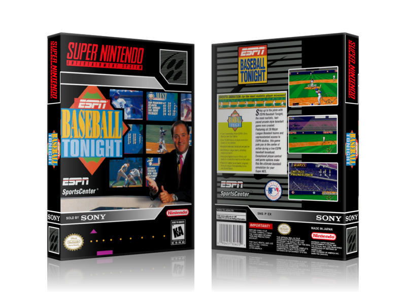 ESPN Baseball Tonight Replacement Nintendo SNES Game Case Or Cover