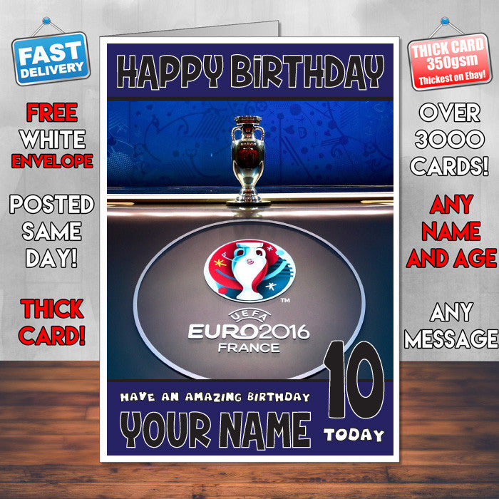EURO 2016 FRANCE BM2 THEME INSPIRED Kids Adult Personalised Birthday Card Birthday Card