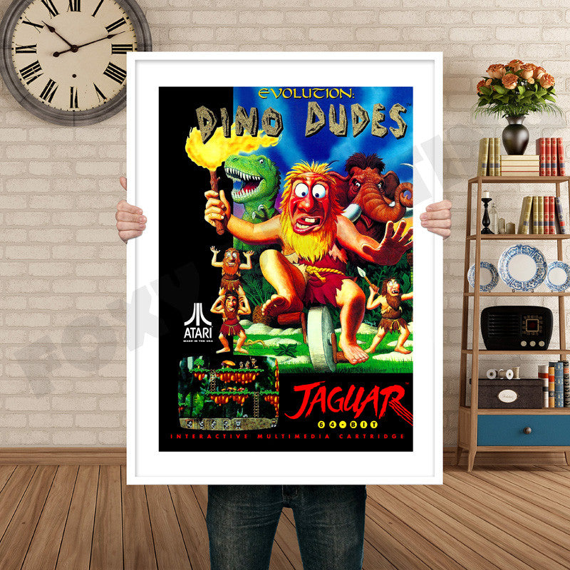 EVOLUTION DINO DUDES JAGUAR CD Retro GAME INSPIRED THEME Nintendo NES Gaming A4 A3 A2 Or A1 Poster Art 119