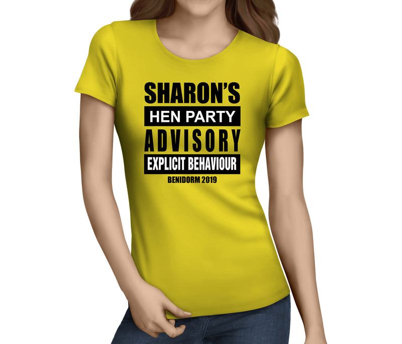 Explicit Behaviour Black Custom Hen T-Shirt - Any Name - Party Tee