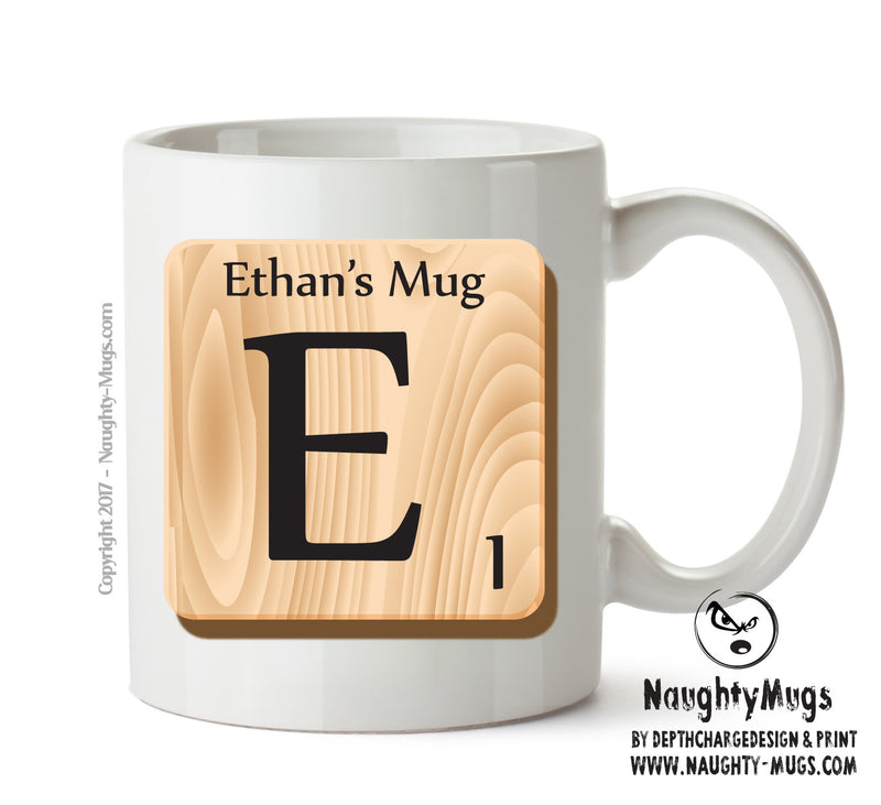 Initial "E" Your Name Scrabble Mug FUNNY