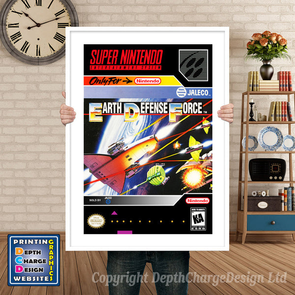 Earth Defense Force Super Nintendo Game Inspired Theme Retro Gaming Poster