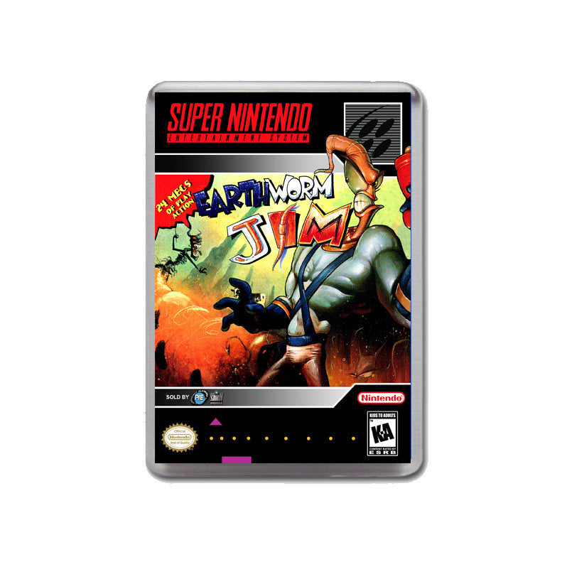 Earthworm Jim - SNES Inspired Game Retro Gaming Magnet