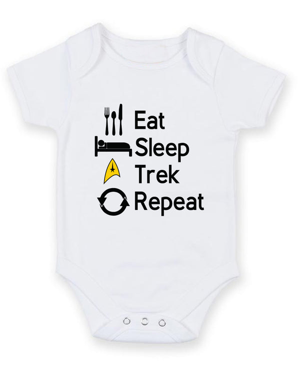 Eat Sleep Trek Repeat Printed Baby Grow Bodysuit Boy Girl Unisex Gift