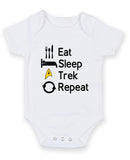 Eat Sleep Trek Repeat Printed Baby Grow Bodysuit Boy Girl Unisex Gift
