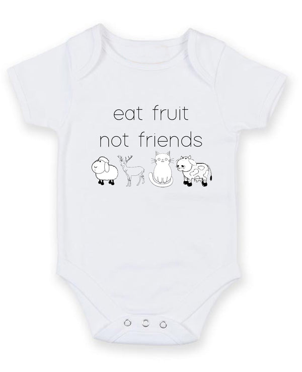 Eat Fruits Not Friend Personalised Baby Boy Girl Unisex Short Sleeve Bodysuit