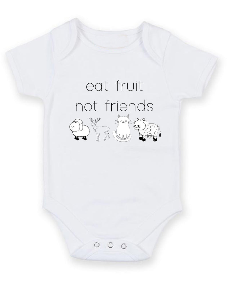 Eat Fruits Not Friend Personalised Baby Boy Girl Unisex Short Sleeve Bodysuit