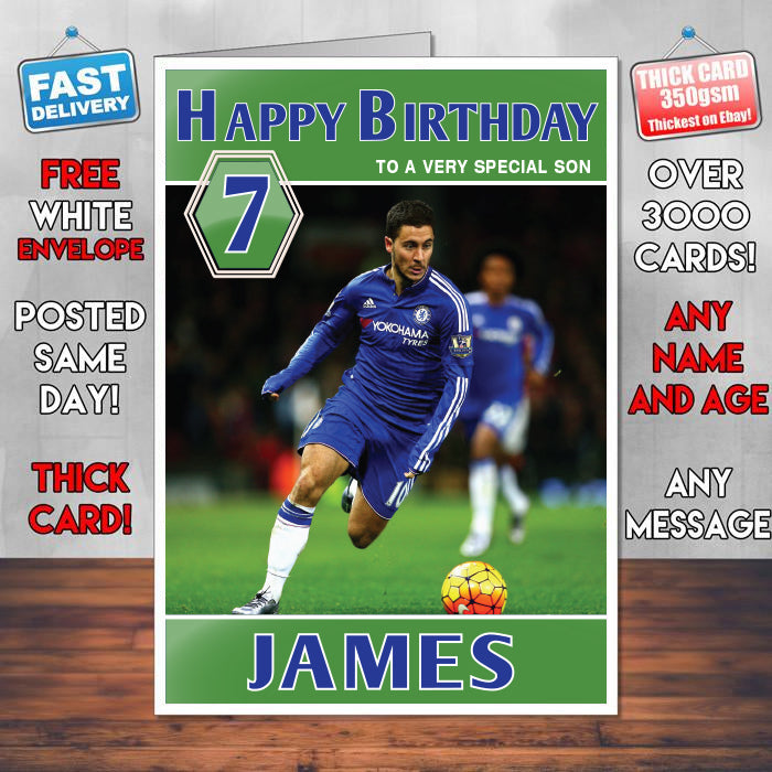 Eden Hazard Belgian Theme Inspired Kids Inspired Adult Personalised Sports Birthday Card (SA)