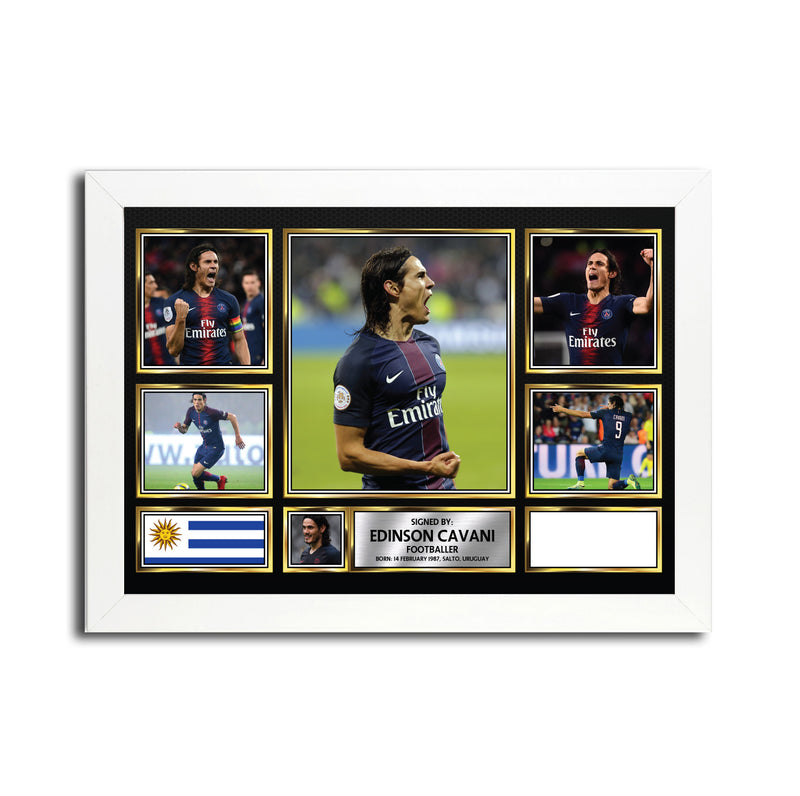 Edinson Cavani MC1583  - Black Frame Autographed Football Poster