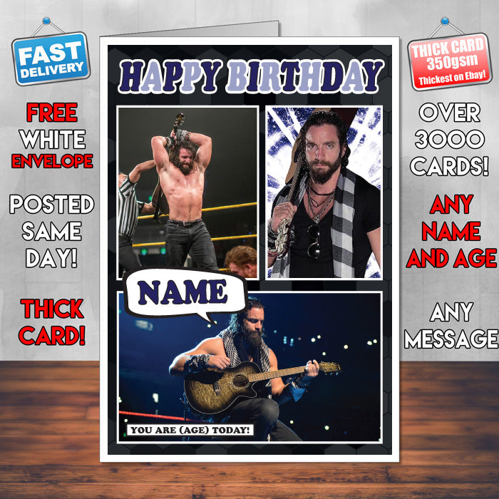 Elias Samson Design 1 KE Inspired Style Personalised Wrestling WWE Birthday Card – Elias Samson Design 1 KE Personalised Wrestling WWE Birthday Card