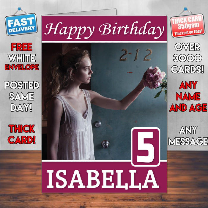 Elle Fanning The Neon Demon Theme Style Personalised Kids Inspired Movie Birthday Card (SA)