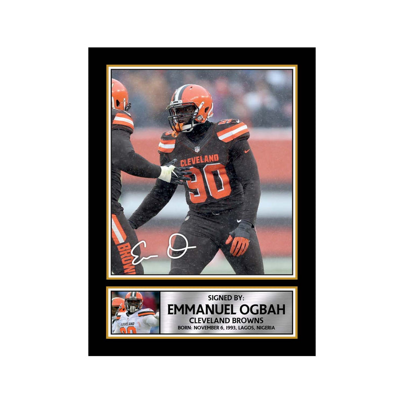 Emmanuel Ogbah 2 Limited Edition Football Signed Print - American Footballer