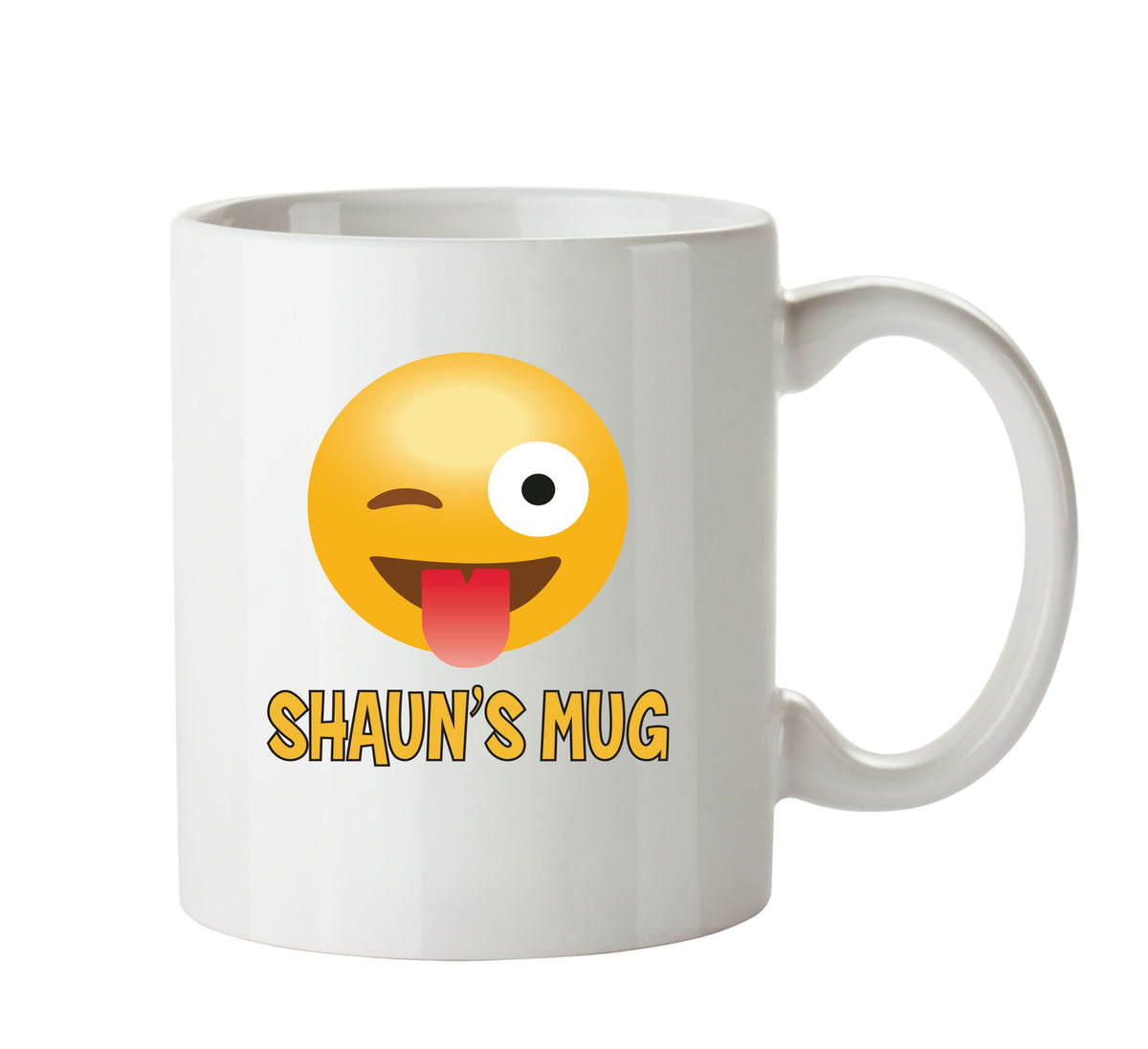 Personalised Cartoon Cheeky Wink Emoji Emoticons Mugs – printed mug product image 1