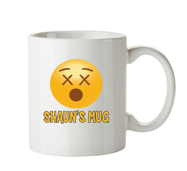 Personalised Cartoon Cross Eyed Emoji Emoticons Mugs – printed mug product image 1