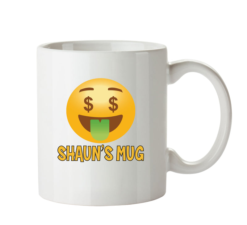 Personalised Cartoon Money Lover Emoji Emoticons Mugs