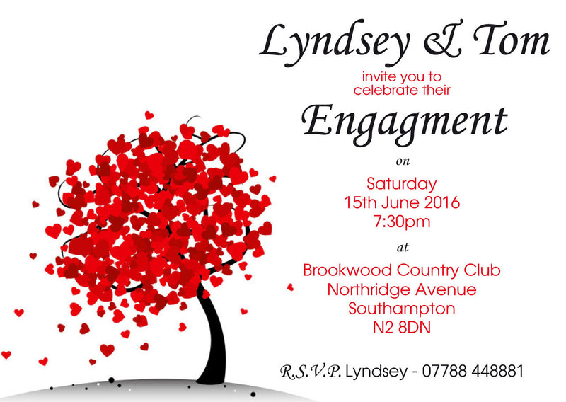 10 X Personalised Printed Engagement 2 INSPIRED STYLE Invites