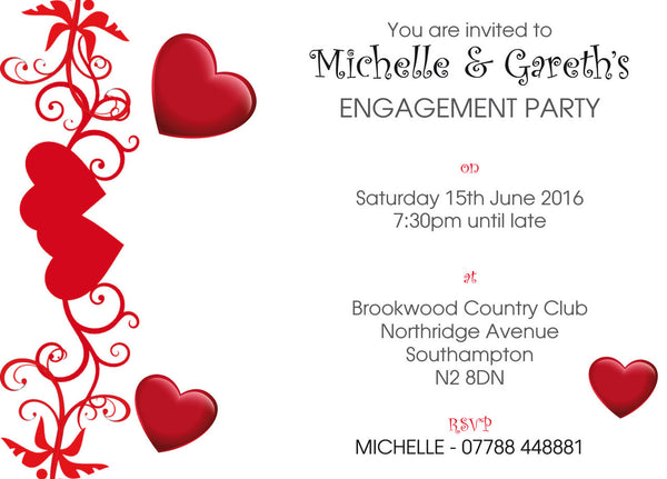 10 X Personalised Printed Engagement Invites