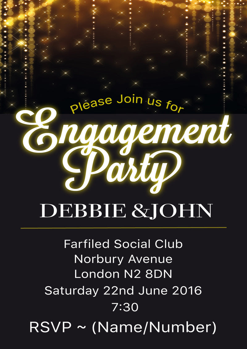 10 X Personalised Printed Engagement Party 2 INSPIRED STYLE Invites