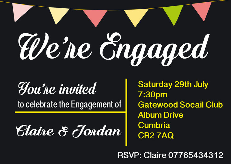10 X Personalised Printed Engagement Party INSPIRED STYLE Invites