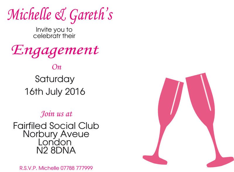 10 X Personalised Printed Engagement 11 INSPIRED STYLE Invites