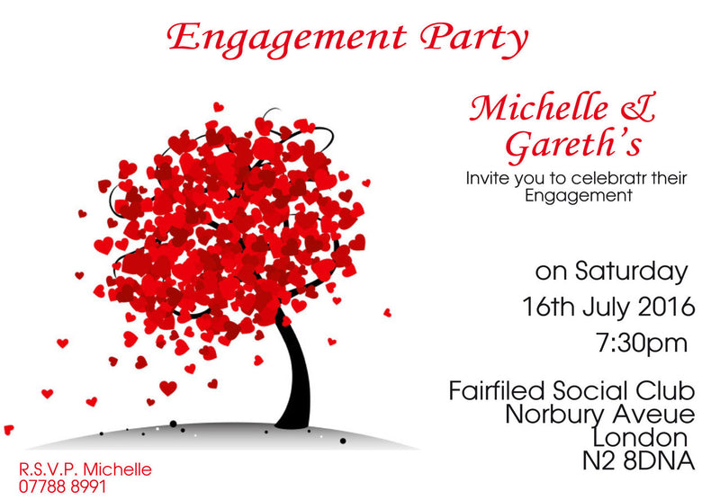 10 X Personalised Printed Engagement 12 INSPIRED STYLE Invites