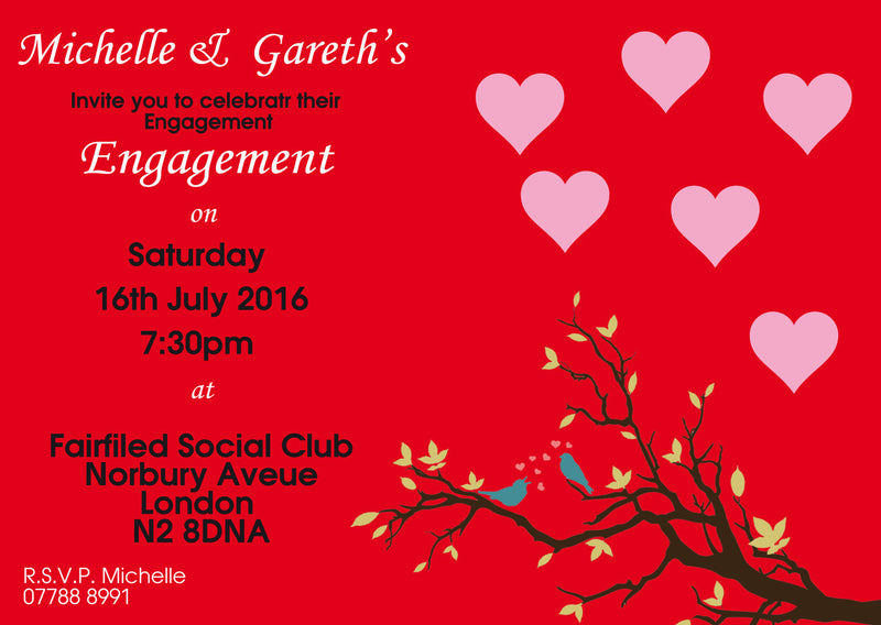 10 X Personalised Printed Engagement 13 INSPIRED STYLE Invites
