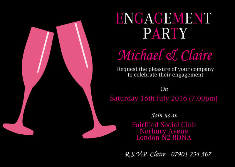 10 X Personalised Printed Engagement 7 INSPIRED STYLE Invites