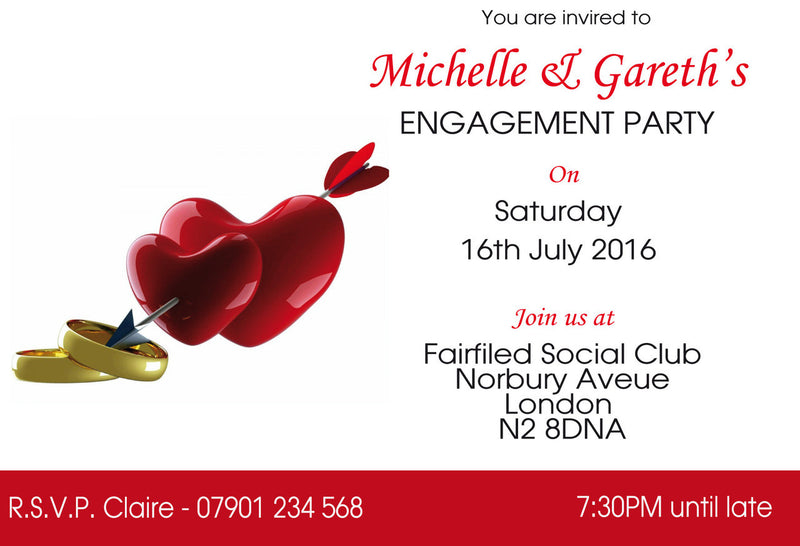 10 X Personalised Printed Engagement 8 INSPIRED STYLE Invites