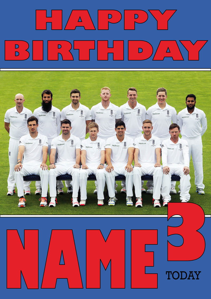 England Team THEME INSPIRED Style PERSONALISED Kids Adult FUNNY Birthday Card