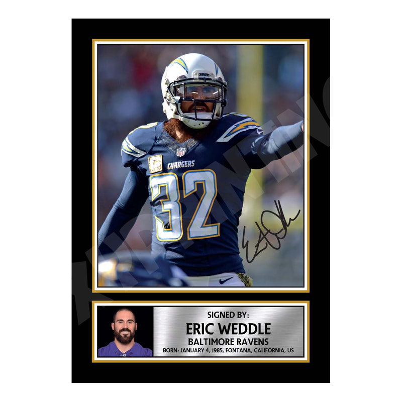 Eric Weddle 2 Limited Edition Football Signed Print - American Footballer