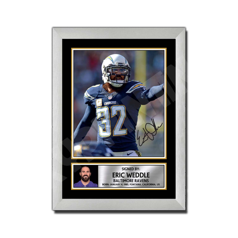 Eric Weddle 2 Limited Edition Football Signed Print - American Footballer